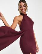 Asos Design Halter Maxi Dress In Deep Red