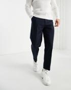River Island Wide Leg Twill Pants In Blue