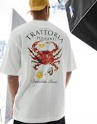 Jack & Jones Originals Crab Oversized Back Print T-shirt In Cream-white