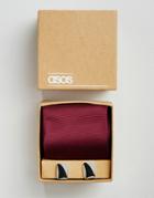 Asos Wedding Tie In Burgundy And Cufflink Pack - Oxblood