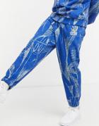 Crooked Tongues Sweatpants Set With Doodle Print-gray