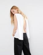 Dr Denim Open Back Tank With Oil Dash Detail - White