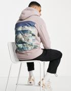 Jack & Jones Core Hoodie With Mountain Back Print In Purple