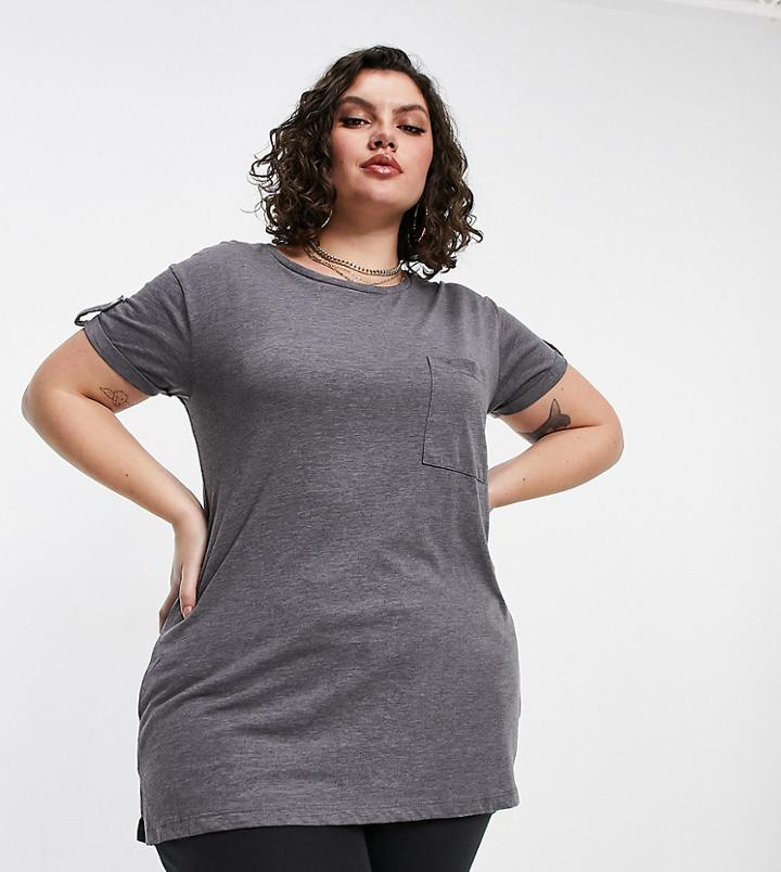 Yours Pocket Front T-shirt In Gray Heather-grey
