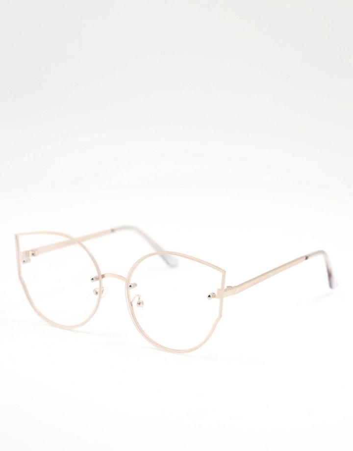Jeepers Peepers Cat Eye Clear Lens Glasses-gold