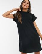 Asos Design Grown On Sleeve T-shirt Dress - Black