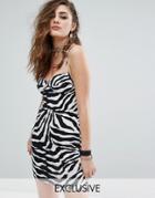 Motel Underwired Bodycon Dress In Zebra - Multi