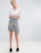 Zacro Asymmetric Mini Skirt - Gray