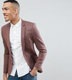 Asos Tall Wedding Super Skinny Blazer In Dusky Pink Wool Mix - Pink