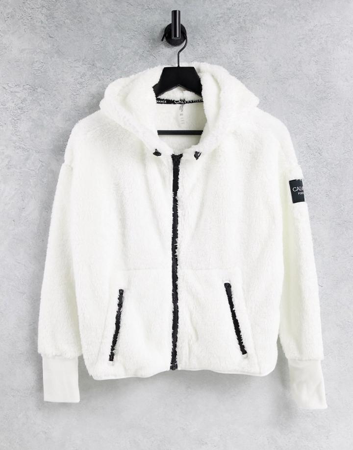 Calvin Klein Performance Zip Front Hoodie In Gray-grey