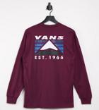 Vans Mountain Back Print Long Sleeve T-shirt In Burgundy Exclusive At Asos-red