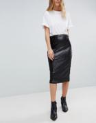 Minkpink Sequin Midi Skirt - Black