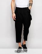 Black Eye Rags Pants In Wool With Suspenders And Drop Crotch - Black
