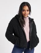 New Look Short Sherpa Jacket In Black