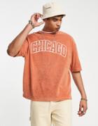 Asos Design Oversized T-shirt In Orange Terrycloth With Embroidery