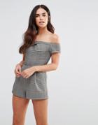 Love Cold Shoulder Romper In Prince Of Wales Check - Pow