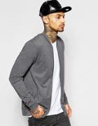 Asos Lightweight Jersey Muscle Bomber Jacket In Charcoal - Charcoal