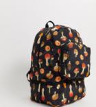 Crooked Tongues Mushroom Printed Backpack - Black