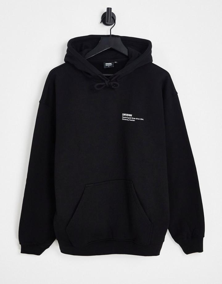 Dr Denim Damien Chest Logo Hoodie In Black