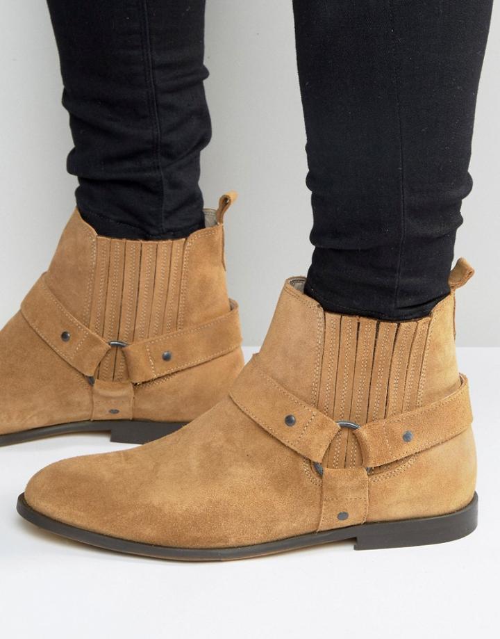 Kg Kurt Geiger Jackson Suede Biker Boots - Tan