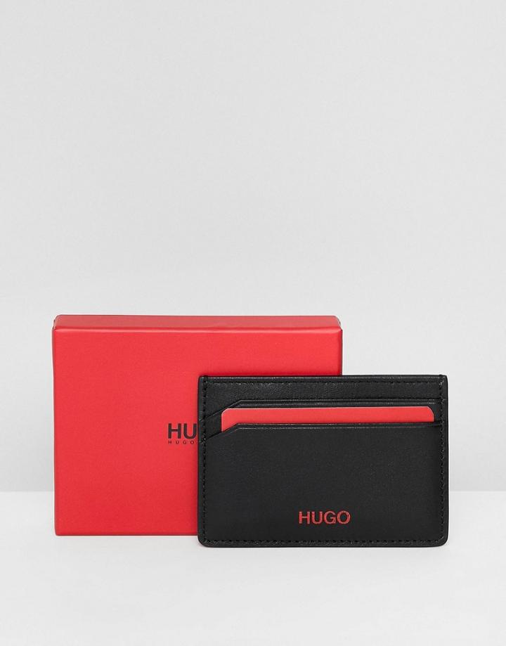 Hugo Subway Leather Card Holder In Black - Black