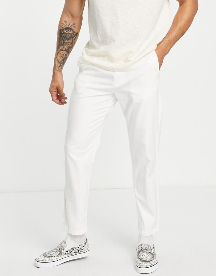 Selected Homme Slim Fit Linen Mix Pants In Ecru-neutral