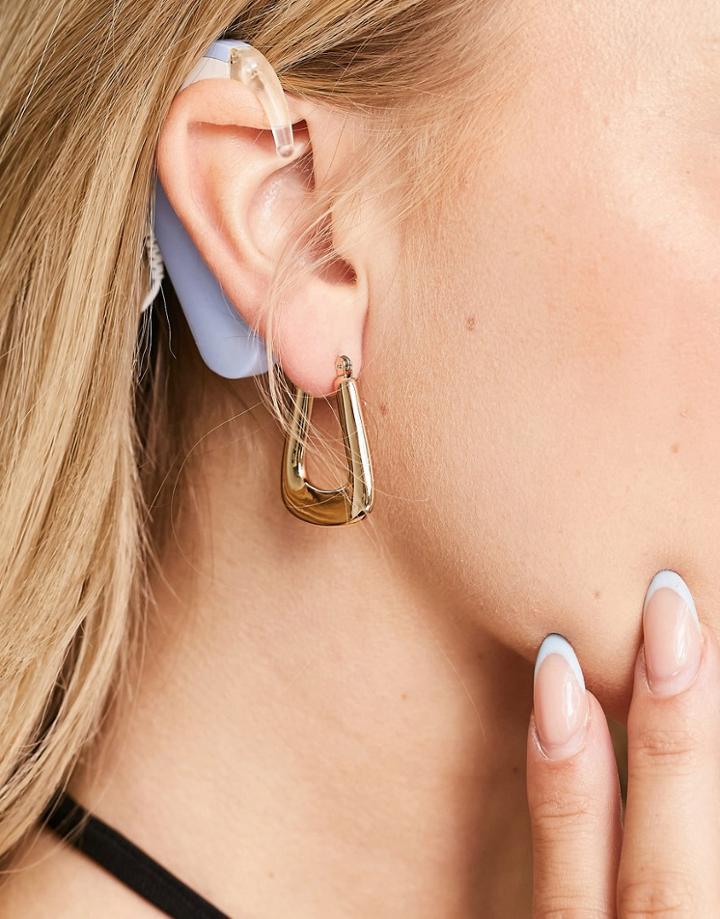 Topshop Chubby Squared Hoop Earrings In Gold