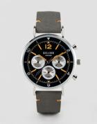 Reclaimed Vintage Inspired Chronograph Leather Watch In Gray 42mm Exclusive To Asos - Gray