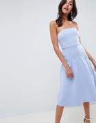 Asos Design Bandeau Drop Waist Midi Dress-green