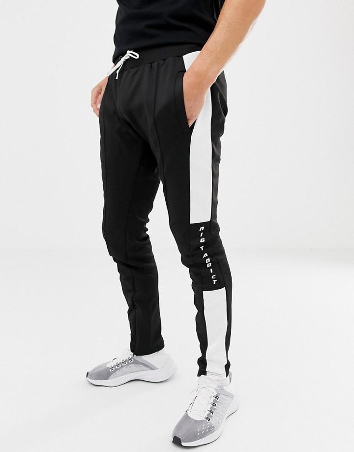 Night Addict Skinny Fit Paneled Joggers - Black