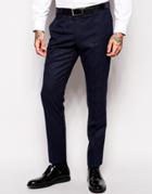 Asos Skinny Suit Pants With Velvet Trim - Navy