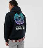 Crooked Tongues Oversized Hoodie In Black With Glow In Dark Print - Black