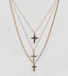Uncommon Souls Multi Row Cross Necklace - Gold