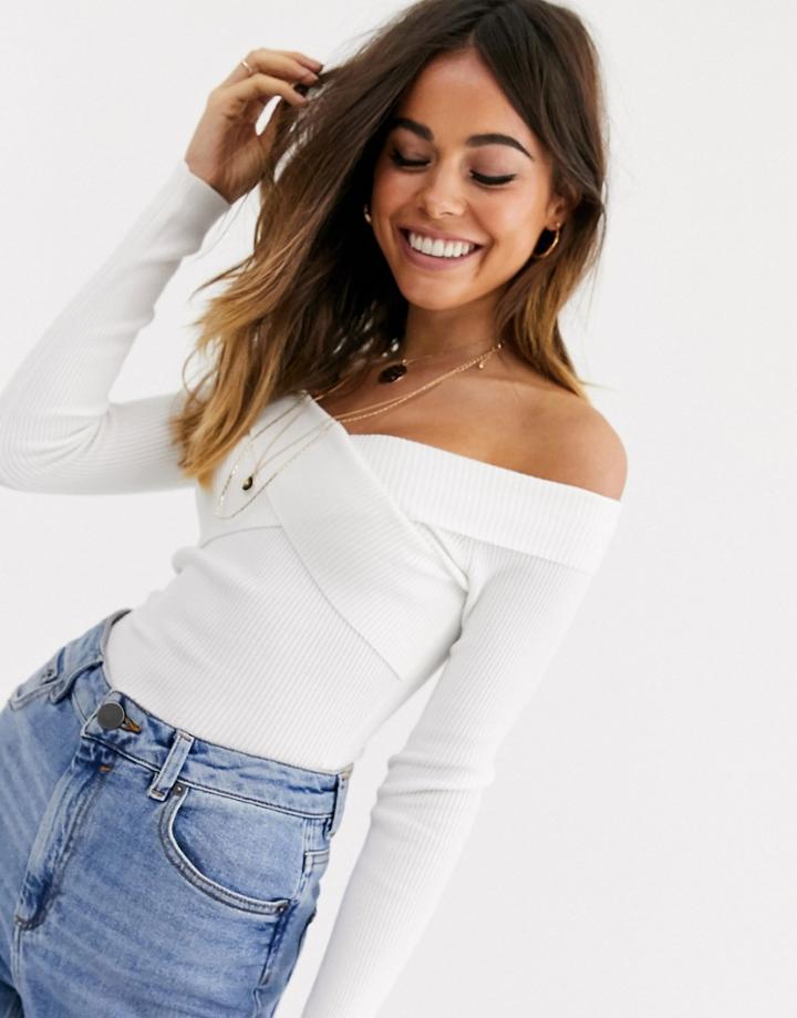 Miss Selfridge Bardot Sweater In Cream