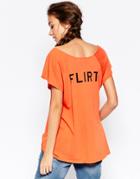 Wildfox Flirt T-shirt With Buttons - Orange