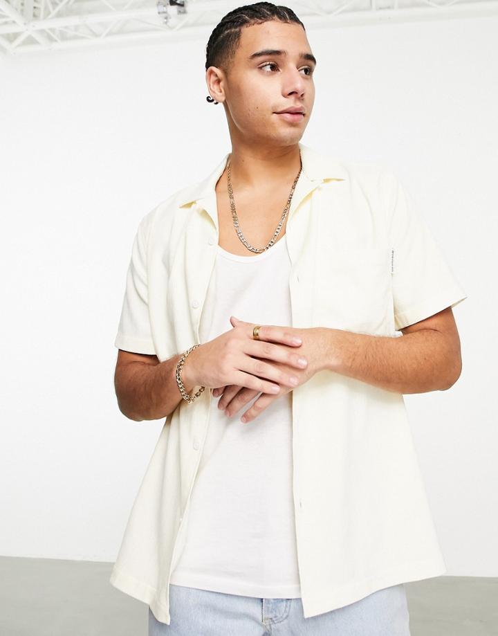 Topman Revere Cord Shirt In Off-white