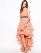 Forever Unique Stacie Bandeau Dress With Ruffle Skirt - Pink