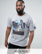 Asos Plus Star Wars T-shirt With Vintage Art And Sleeve Print - Gray