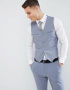 Asos Design Wedding Slim Suit Vest In Pastel Blue - Blue