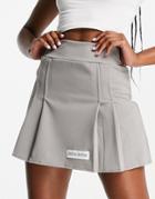 Public Desire Pleated Mini Skirt In Sage-green
