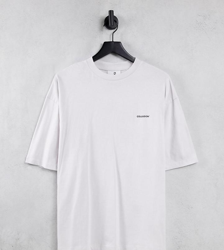 Collusion Oversized Logo T-shirt In Ecru-white