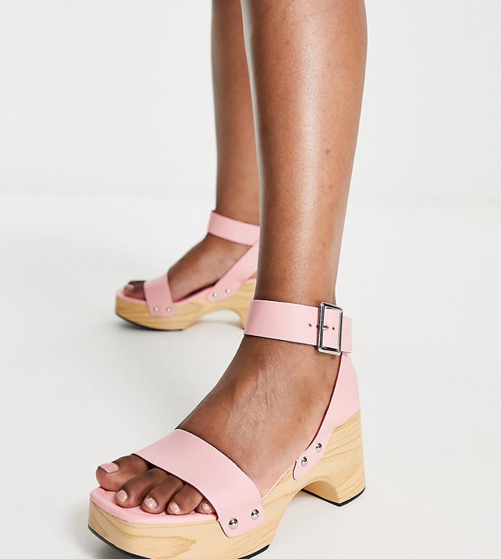 Glamorous Wide Fit Summer Clog Sandals In Pink