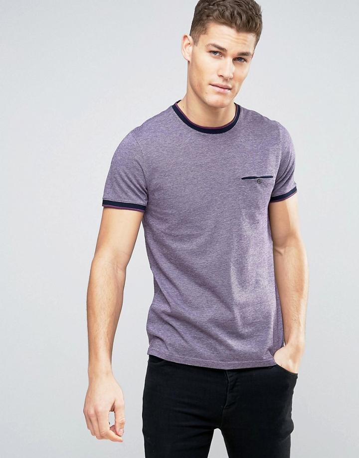 Ted Baker T-shirt With Contrast In Texture - Purple