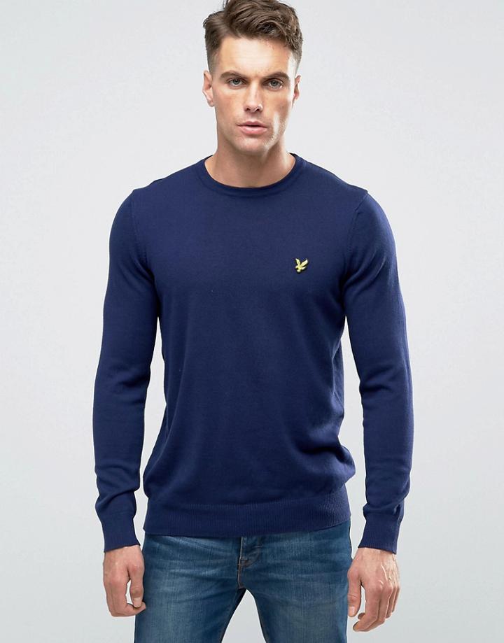 Lyle & Scott Crew Sweater Cotton Merino In Navy - Navy