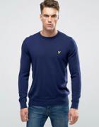 Lyle & Scott Crew Sweater Cotton Merino In Navy - Navy