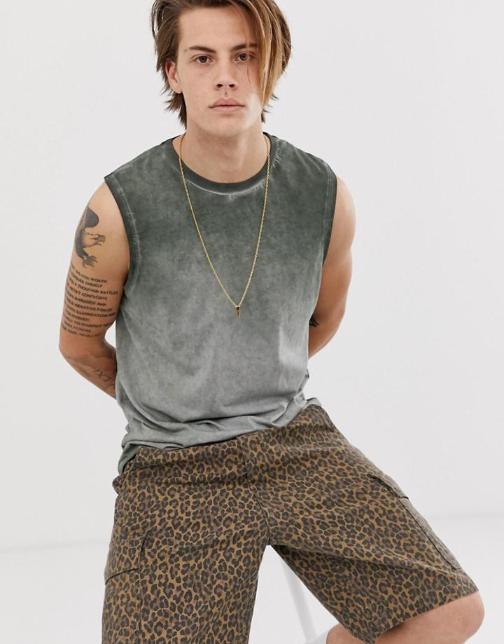 Asos Design Tank Tank In Pigment Wash In Green - Green