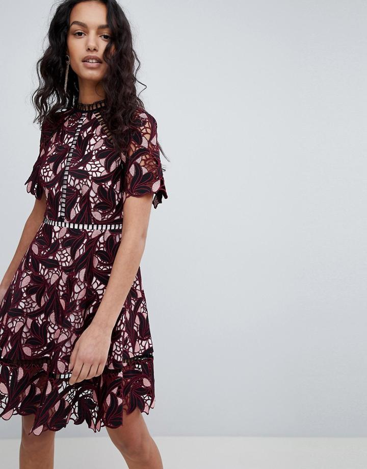 Elliatt Mix Cut Out Lace Skater Dress - Multi