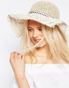 Asos Cross Hatch Bola Tie Straw Floppy - Natural