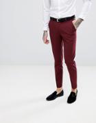 Asos Skinny Tuxedo Pants In Dark Burgundy - Red