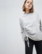 Allsaints Sweat Top With Ruched Tie - Gray